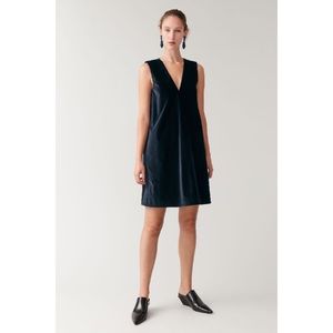 COS Holiday Navy Blue Velvet V-Neck Dress Jumper